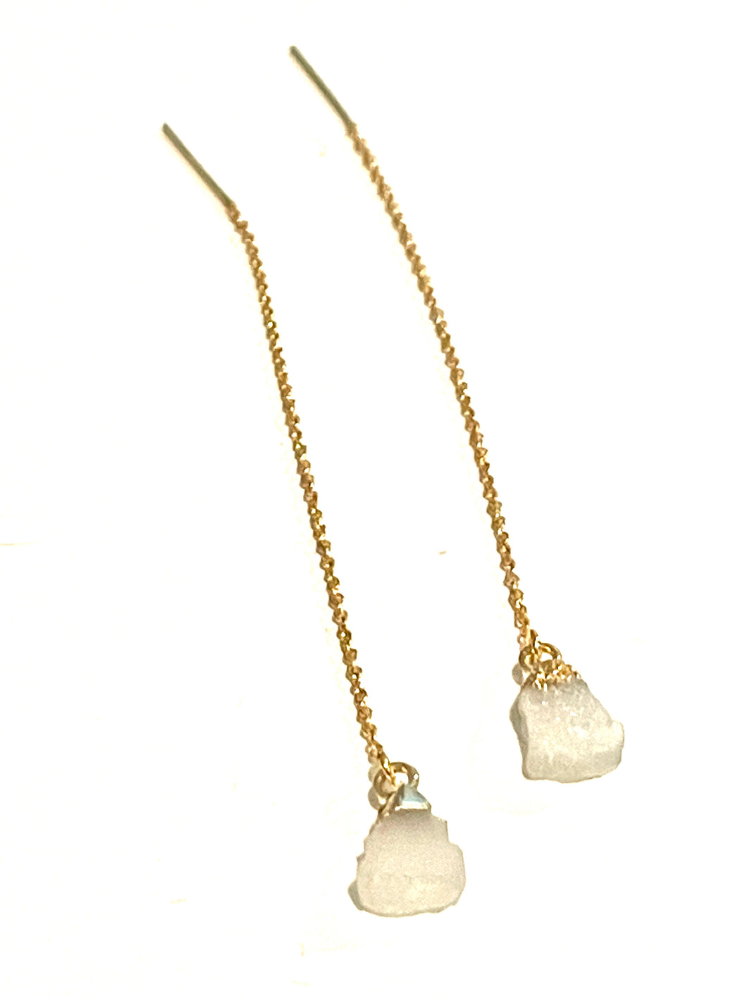 Earrings | Gold Quartz Druzy Threaders