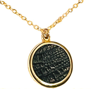 Necklace | Black Leather Gold Disc