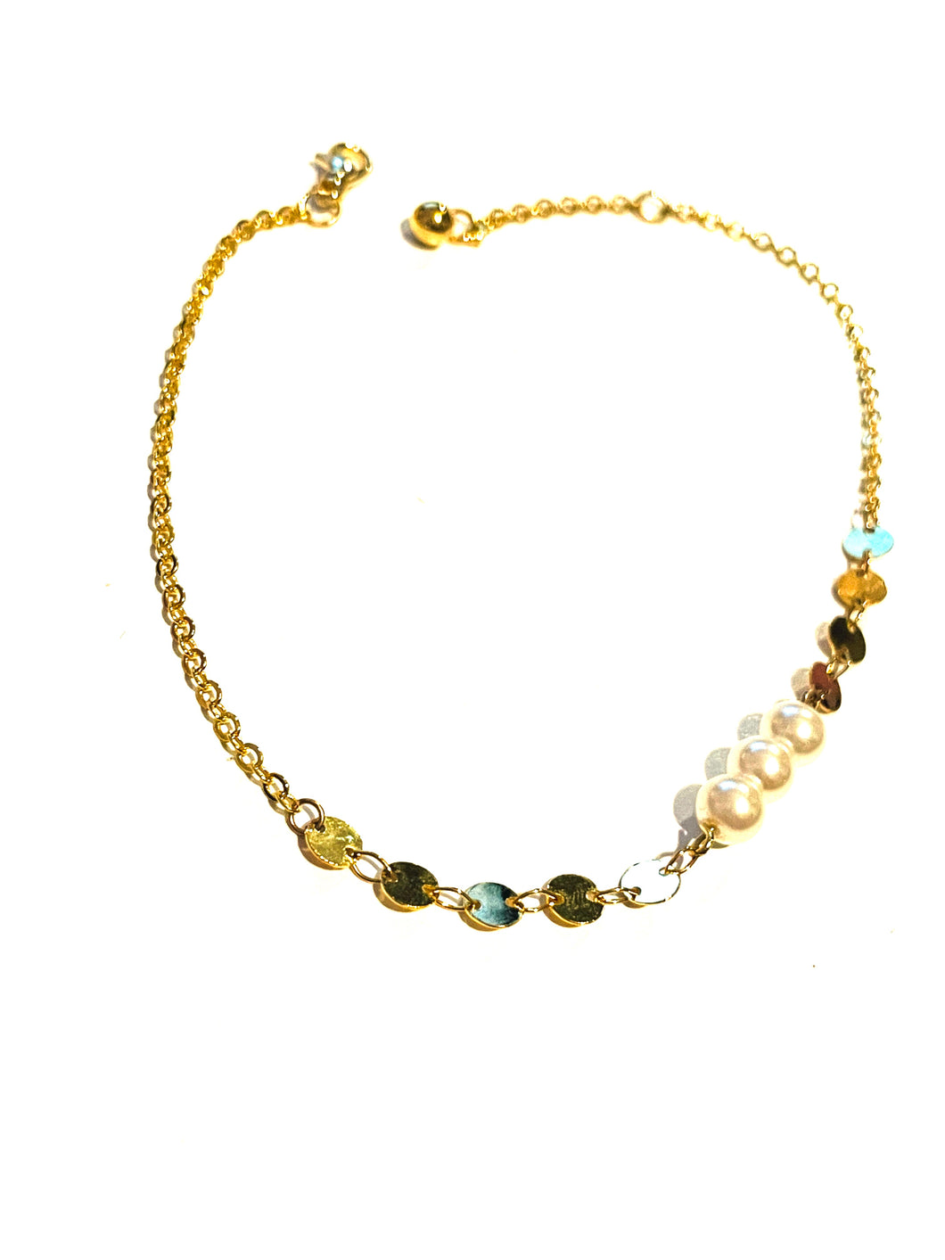 Anklet | Gold Disc with Pearls