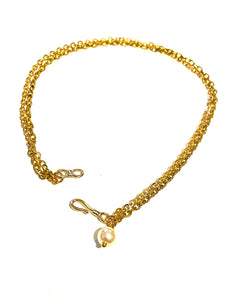 Anklet | Gold Double Chain with Pearl