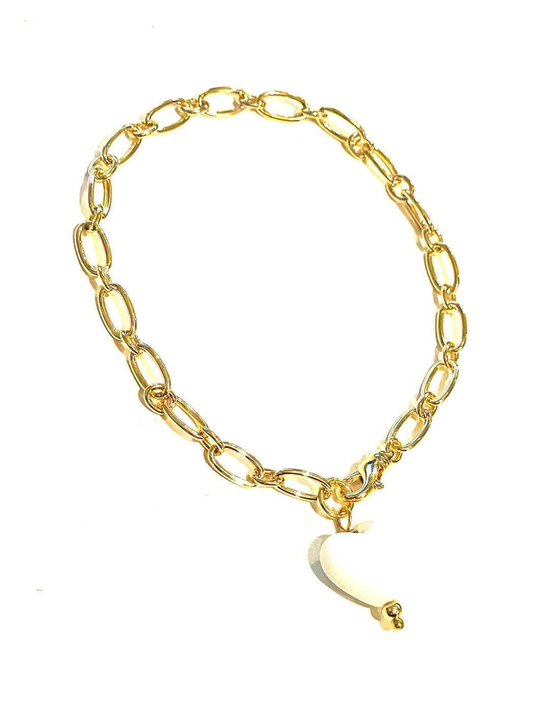 Bracelet | Gold with White Heart Charm