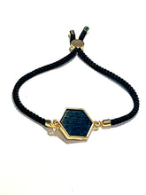 Load image into Gallery viewer, Bracelet | Black Silk Pull with Black Hexagon
