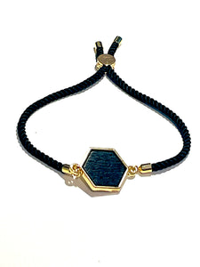 Bracelet | Black Silk Pull with Black Hexagon