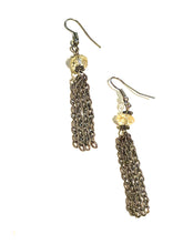 Load image into Gallery viewer, Earrings | Gold Crystal Chain Dangle
