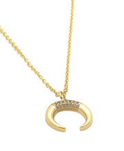 Load image into Gallery viewer, Necklace | Gold CZ Crescent Moon
