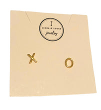 Load image into Gallery viewer, Earrings | Gold X O Studs
