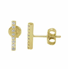 Load image into Gallery viewer, Earrings | Tiny GOLD CZ Bar Studs

