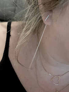 Earrings | Silver Bar Stud Faux Threaders