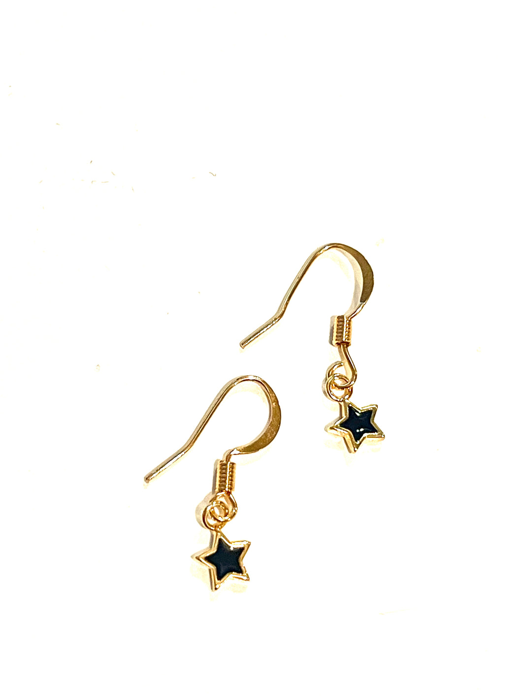 Earrings | Tiny Black Enamel Stars