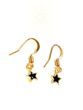 Load image into Gallery viewer, Earrings | Tiny Black Enamel Stars
