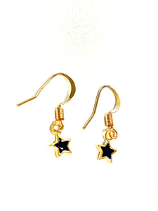 Earrings | Tiny White Enamel Stars