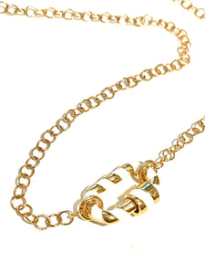 Necklace | Gold and White Striped Carabiner