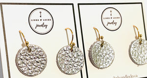 BFF Earring Set of 2 - Silver + Gold Leather Disc