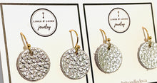 Load image into Gallery viewer, BFF Earring Set of 2 - Silver + Black Leather Disc
