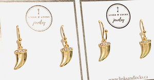 BFF Earring Set of 2 - Gold CZ Tusk