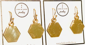 BFF Earring Set of 2 - Gold Hexagon