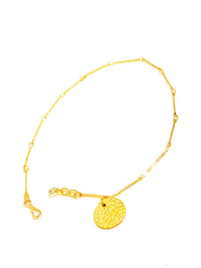 Anklet | Gold Link with Leather Charm