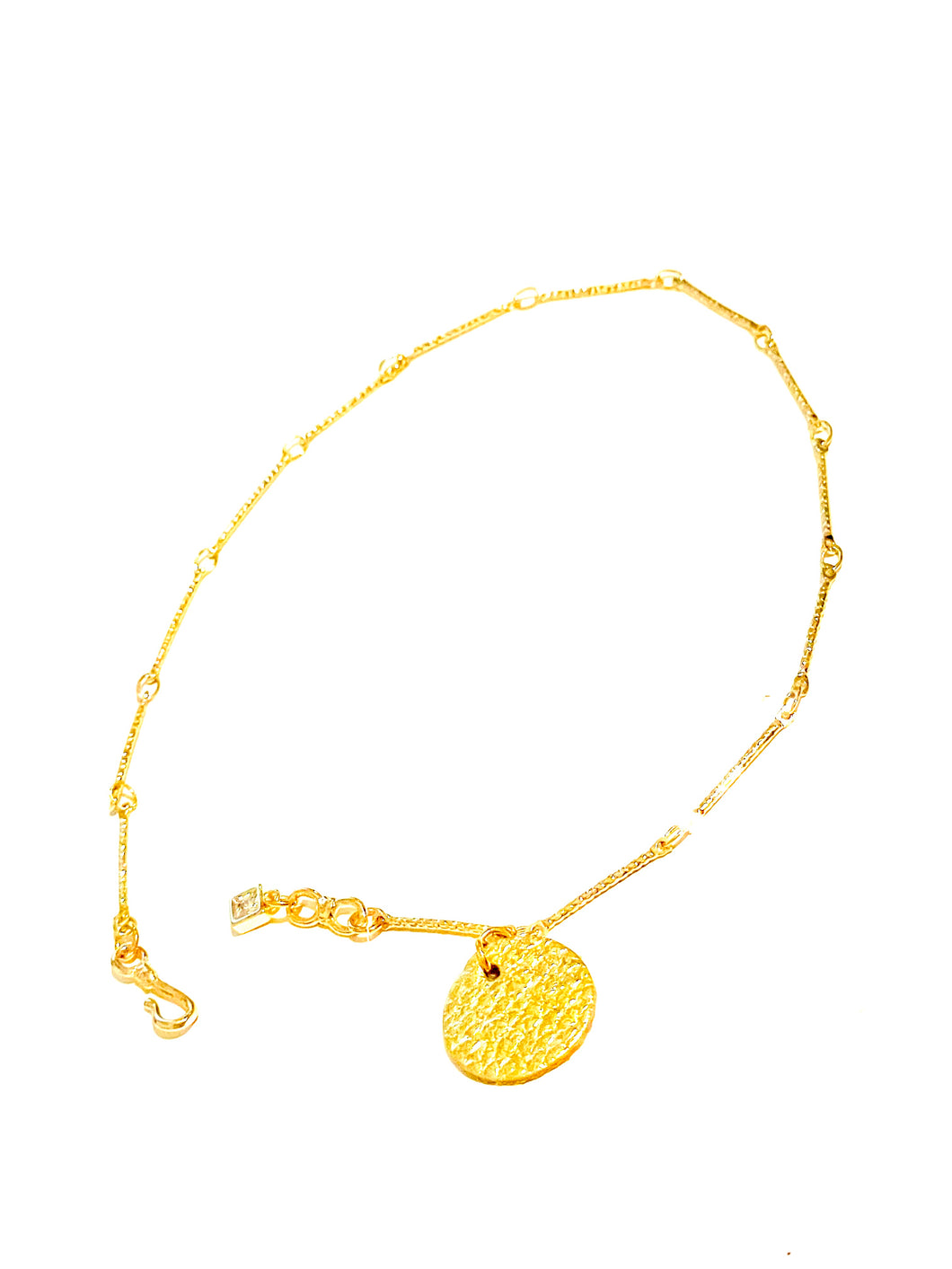 Anklet | Gold Link with Leather Charm
