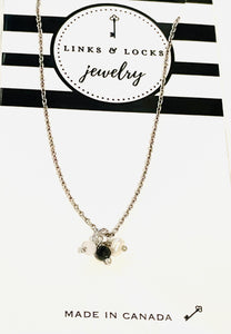 Necklace | Itty Bitty Pearl + Onyx Cluster