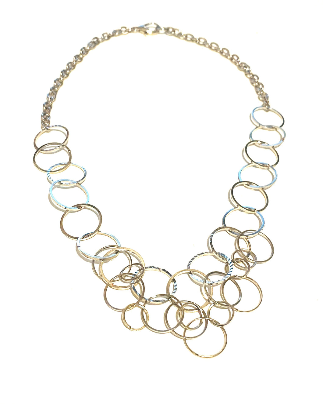 Statement Necklace Silver Circle Link Necklace
