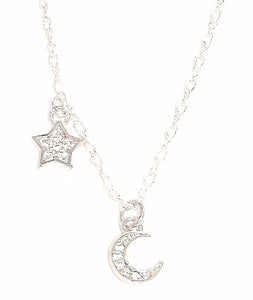 Necklace | Silver Moon + Star CZ Charm