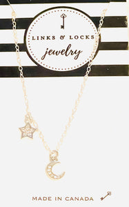 Necklace | Silver Moon + Star CZ Charm