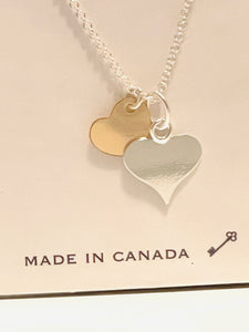 Necklace | Silver + Gold Heart Charm