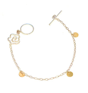 Anklet | Silver Rose with Gold Discs