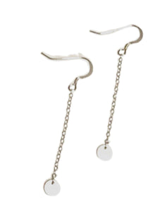 Earrings | Silver Mini Disc with Chain