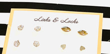 Load image into Gallery viewer, Earrings | Mini Gold Evil Eye Studs
