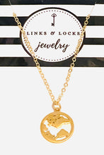 Load image into Gallery viewer, Necklace | Matte Gold Globe World Charm
