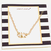 Load image into Gallery viewer, Necklace | Gold and White Striped Carabiner
