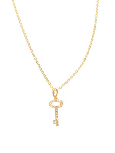 Necklace | Gold CZ Key Charm