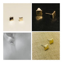 Load image into Gallery viewer, Earrings | Gold Square 8mm Studs FLASH SALE
