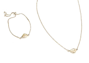 Necklace + Bracelet Set | Silver Pebble