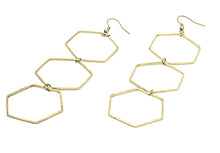 Load image into Gallery viewer, Earrings | Gold Brass Hexagons

