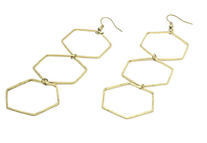Earrings | Gold Brass Hexagons