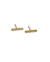 Load image into Gallery viewer, Earrings | Tiny GOLD CZ Bar Studs

