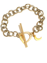 Load image into Gallery viewer, Bracelet | Silver + Gold Toggle Link with Gold Moon
