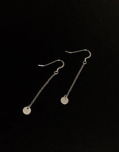 Earrings | Silver Mini Disc with Chain