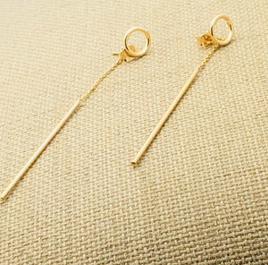 Earrings | Gold Halo Stud with Chain