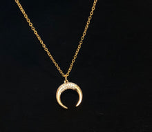 Load image into Gallery viewer, Necklace | Gold CZ Crescent Moon
