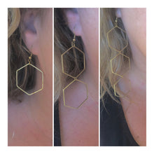 Load image into Gallery viewer, Earrings | Gold Brass Hexagon
