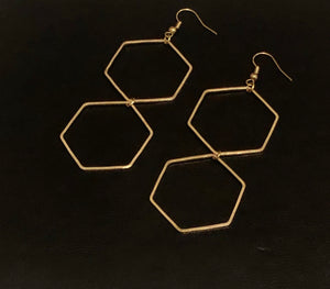 Earrings | Gold Brass Hexagon