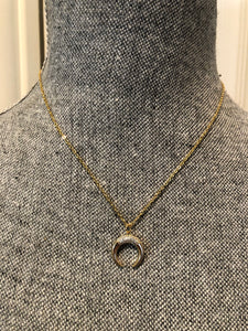 Necklace | Gold CZ Crescent Moon
