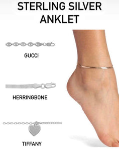 Anklet | Silver Herringbone