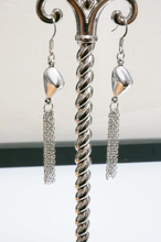 Load image into Gallery viewer, Silver Pebble Earrings with Chain - Links and Locks Designs
