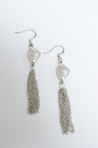 Silver Pebble Earrings with Chain - Links and Locks Designs
