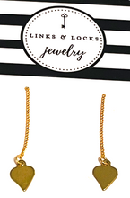 Load image into Gallery viewer, Earrings | Gold Brass Heart Threaders
