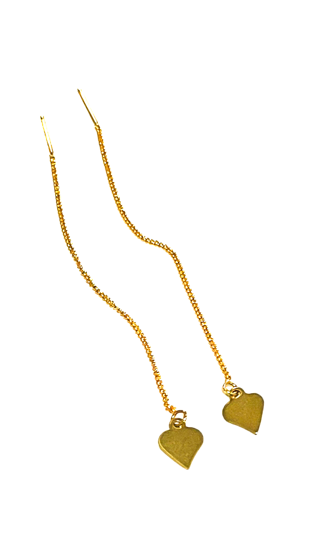 Earrings | Gold Brass Heart Threaders